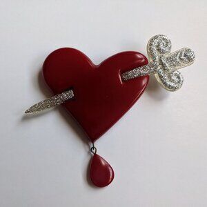 Merriweather Be Still My Bleeding Heart resin brooch Valentines Halloween